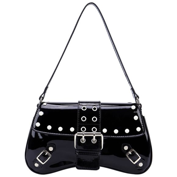 Shoulder Bag Small Purse Y2K Handbag Rivet Punk Hobo Purse With >:( - Picture 1 of 9